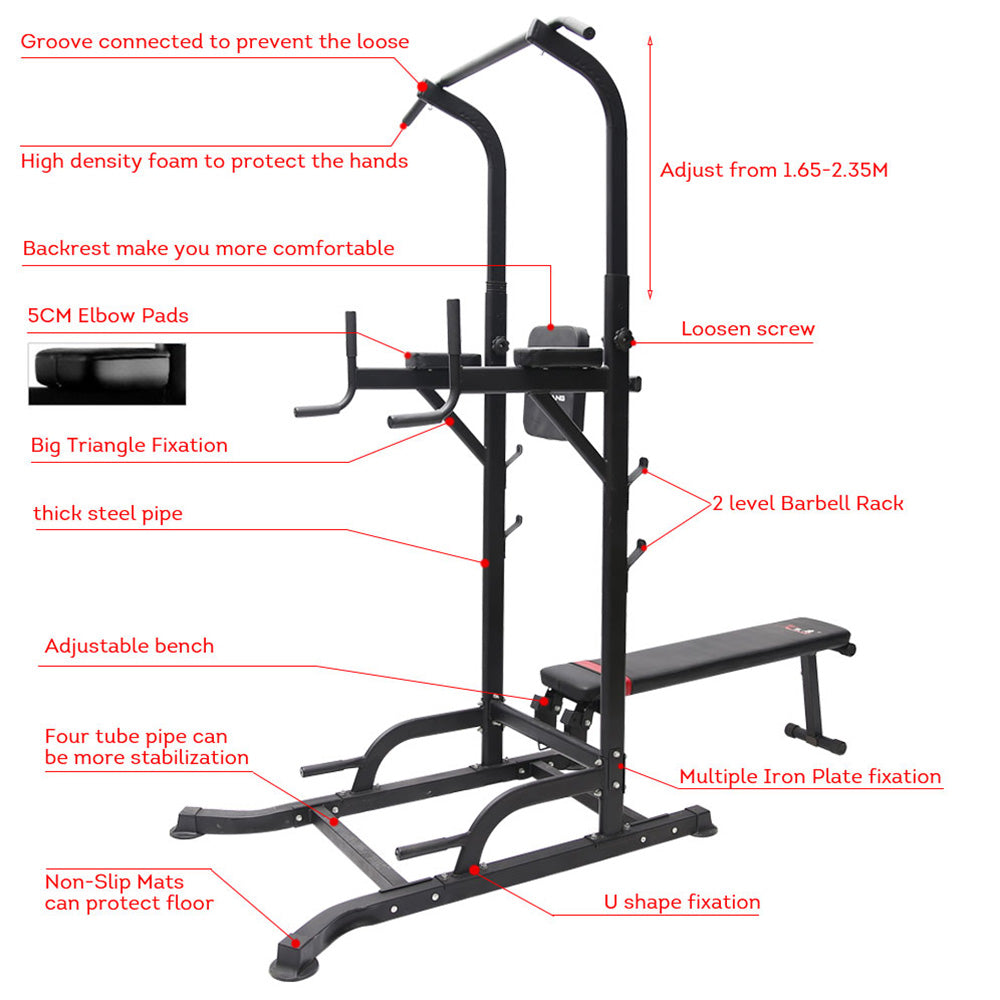 T058 Pull Up Chin Up Knee Raise Workout Station Men Women Exercise Home GYM Fitness