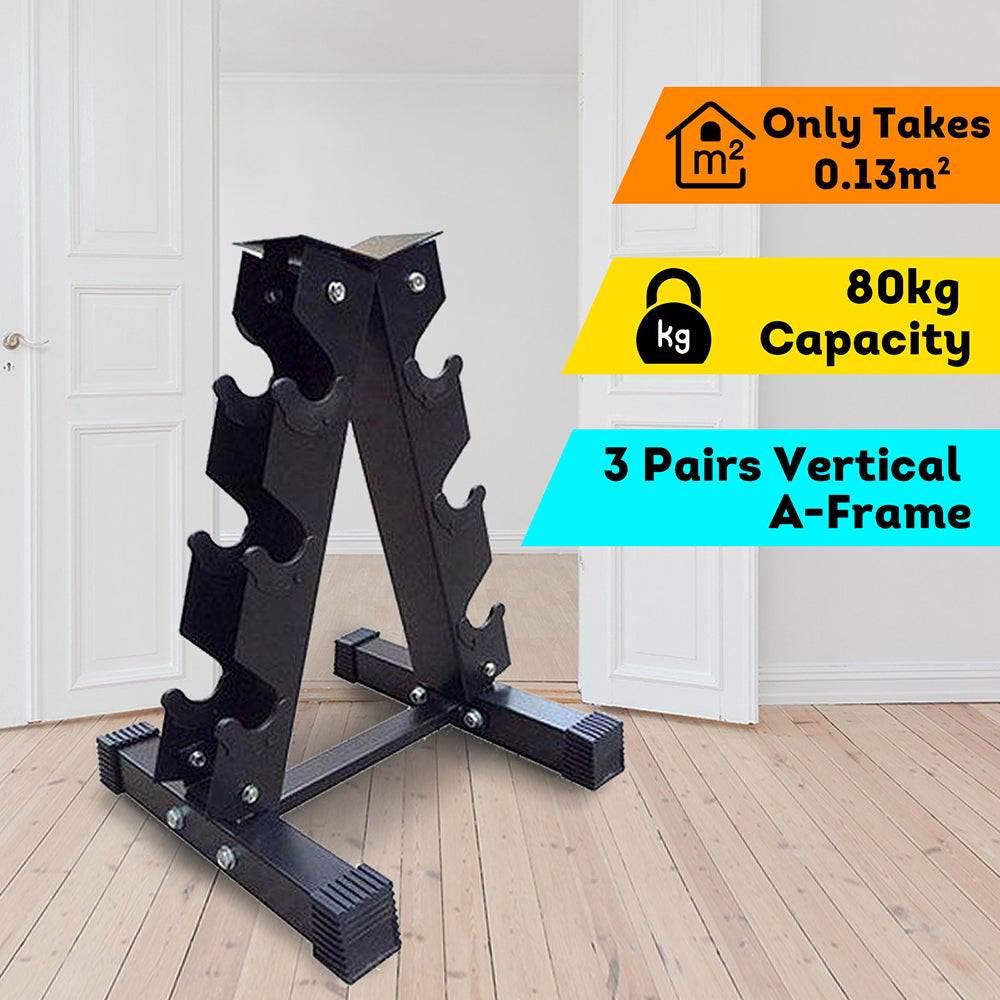 Vertical Dumbbell Dumbbells Storage Rack Stand 3-Pair Home Gym Weight Equipment