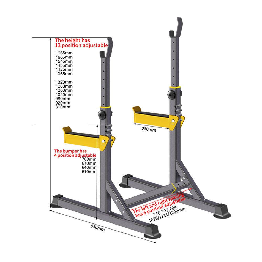 JMQ Fitness RBT3002A Squat Rack Weight Training Home Gym Workout Lifting Stand