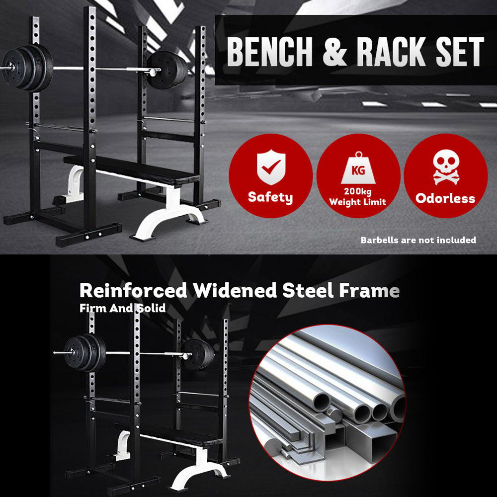 JMQ Fitness RBT303 Squat Rack Bench Press Weight Adjustable Lifting Home Gym