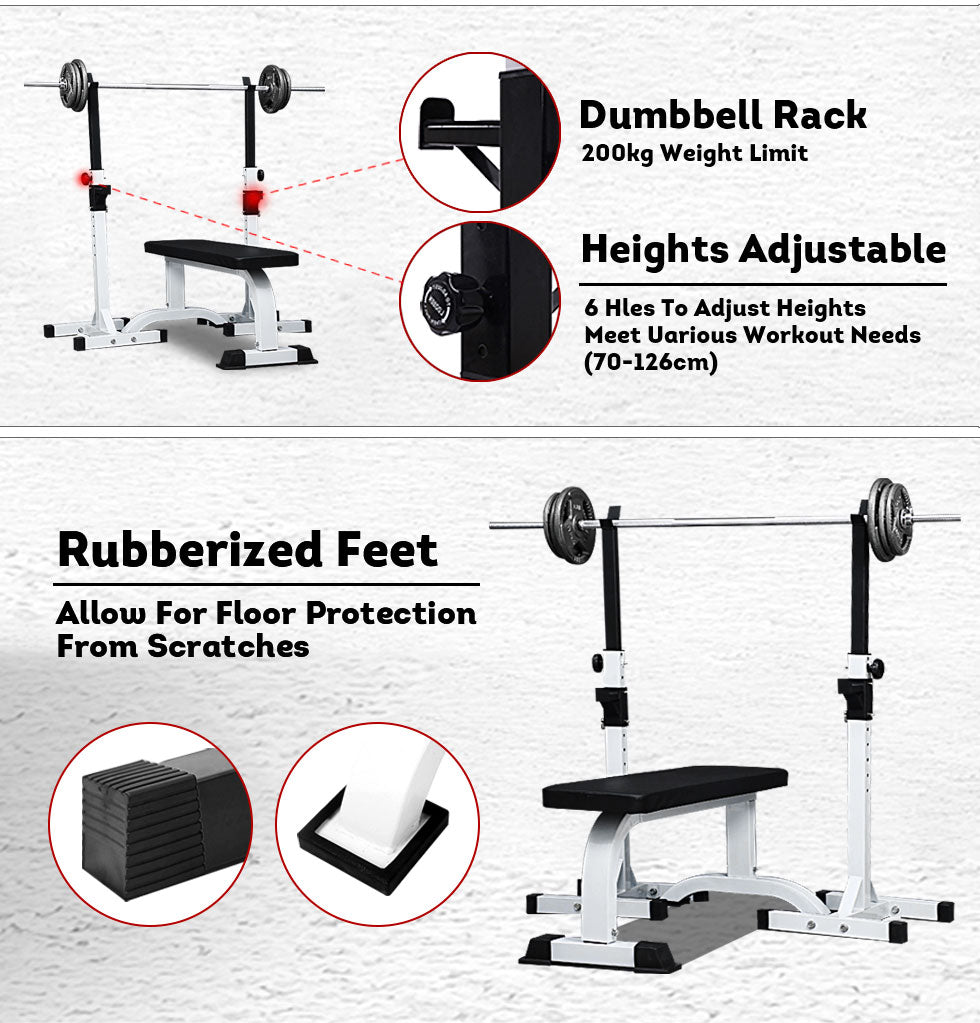 RBT305 Adjustable Squat Rack Stand & Weight Bench Press Set