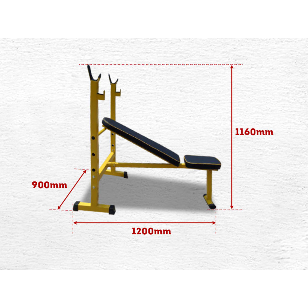 RBT310A Heavy Duty Weight Bench Flat Incline with Squat Rack