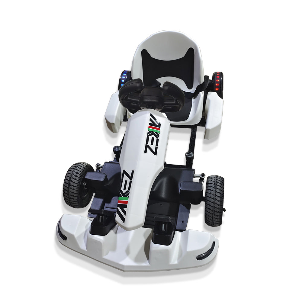 36V4A Electric Go Kart For Kids Hoverboard Four-wheel Race Car Adjustable Frame - White