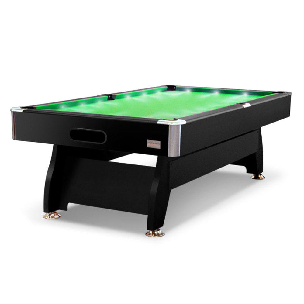 7FT LED Snooker Billiard Pool Table with Free Accessories - Green