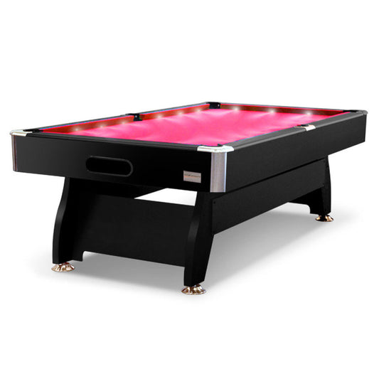 7FT LED Snooker Billiard Pool Table with Free Accessories - Red