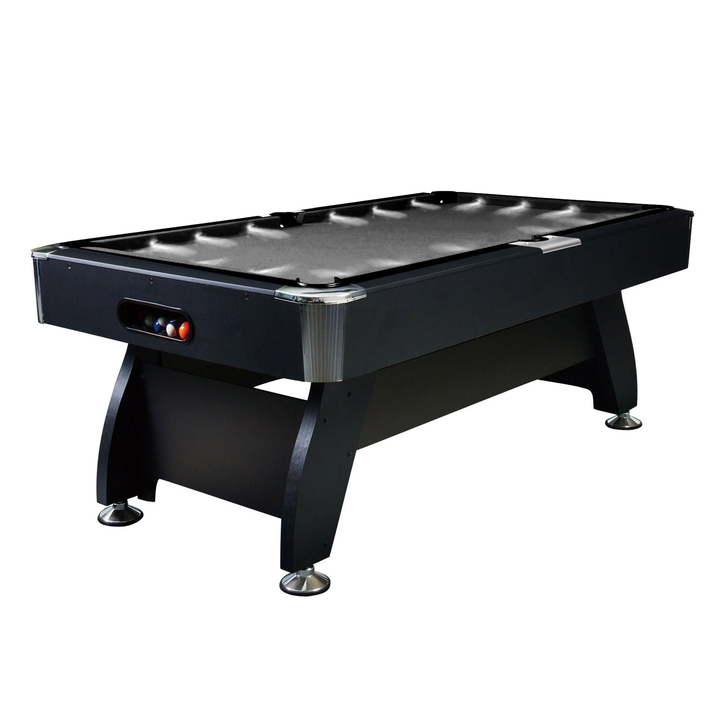 8FT LED Snooker Billiard Pool Table with Free Accessories - Black