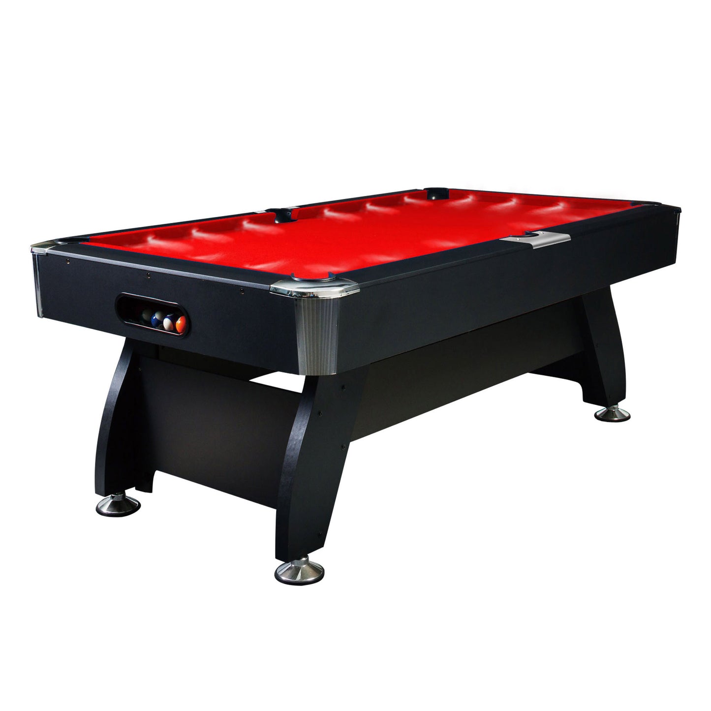 8FT LED Snooker Billiard Pool Table with Free Accessories - Red