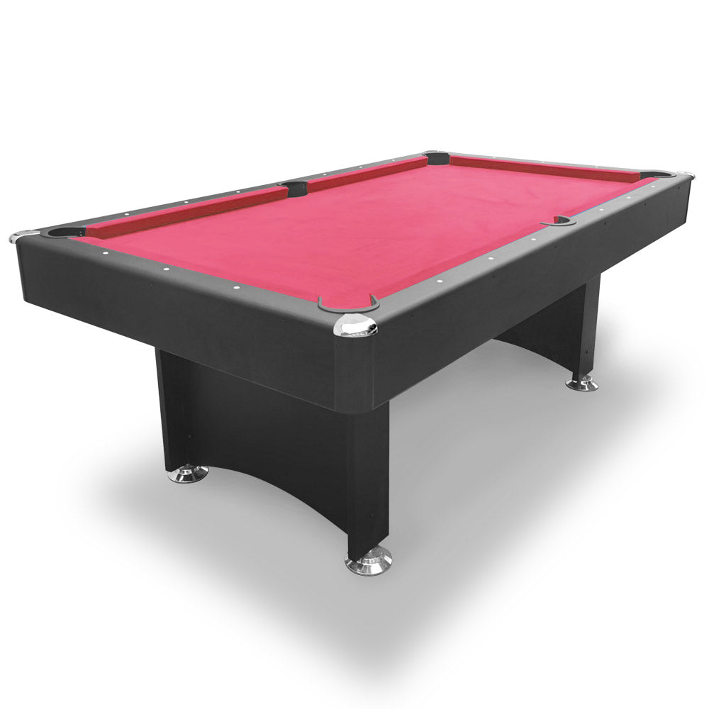 MACE 7FT Modern Design Pool Table Snooker Billiard Table Black Frame with Free Accessories - Red