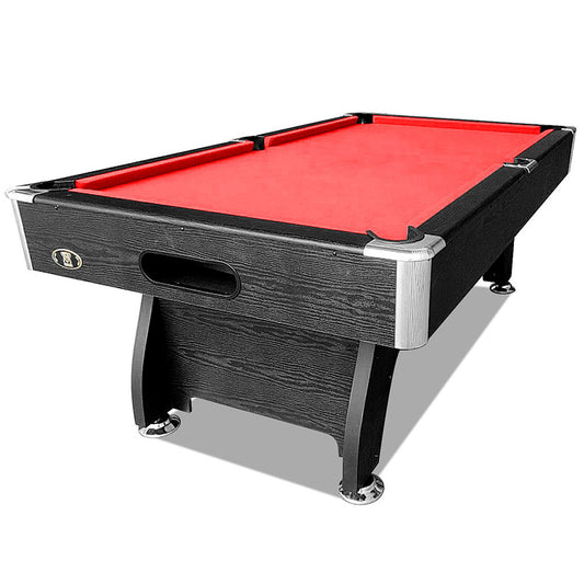 7FT MDF Pool Snooker Billiard Table with Accessories Pack, Black Frame - RED