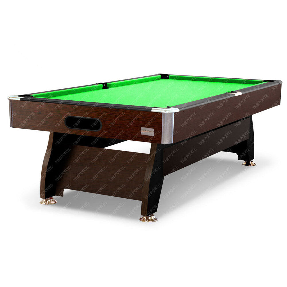 7FT MDF Pool Snooker Billiard Table with Accessories Pack, Walnut Frame - GREEN