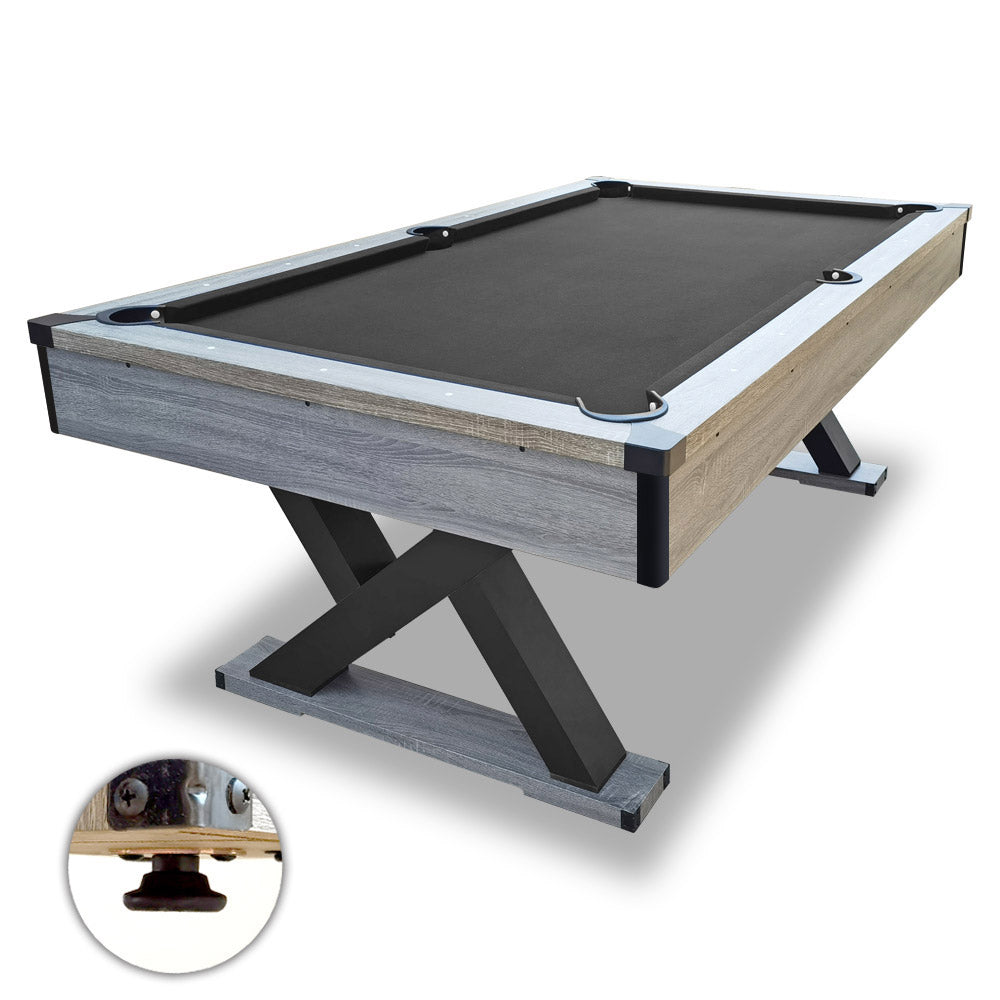 T&R SPORTS 8FT MDF Billiard Table with Free Accessories Pack Pool Snooker Table - Black&Silver Mist
