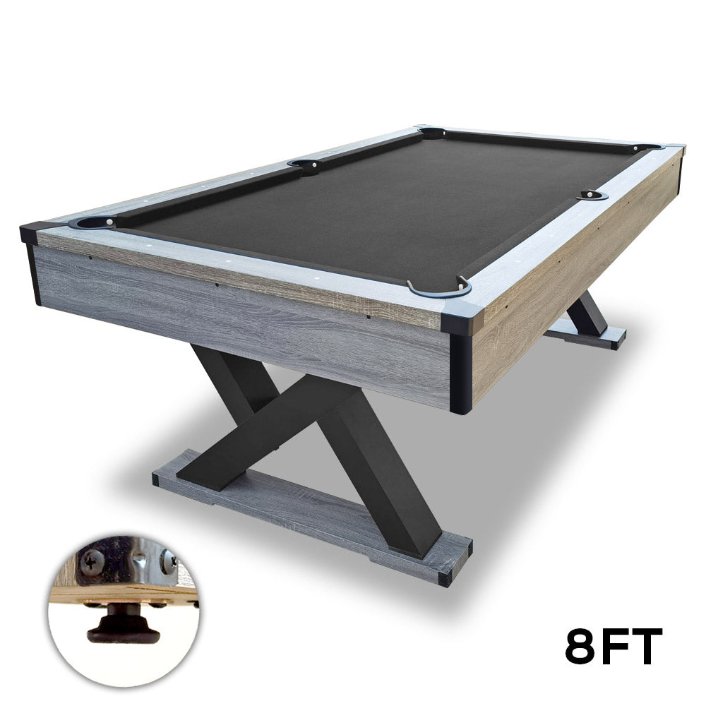 T&R SPORTS 8FT MDF Billiard Table with Free Accessories Pack Pool Snooker Table - Black&Silver Mist