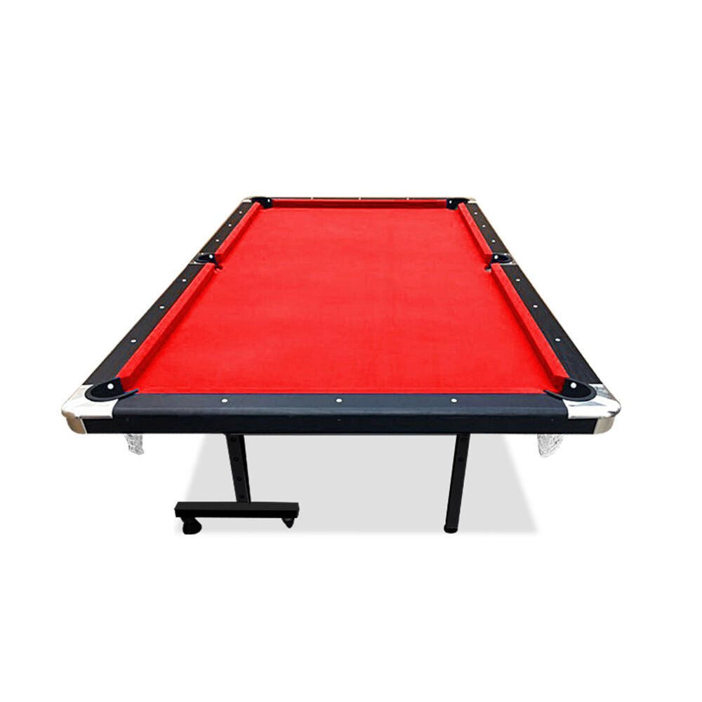 8FT Foldable Pool Table Blue/Red/Green Felt Billiard Table Free Accessory for Small Room(BLUE&GREEN: 15% OFF PRE-SALE, Dispatch in 8 weeks) - RED