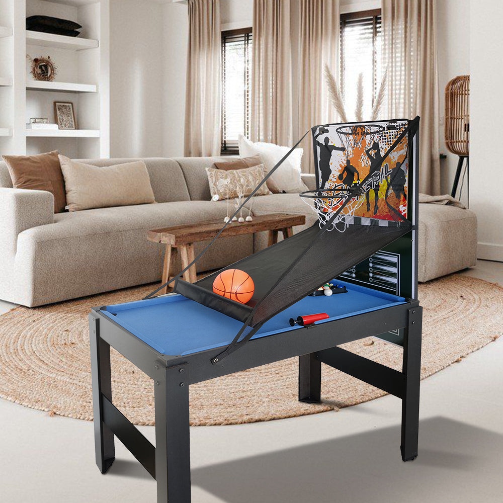 T&R SPORTS 4Ft 15 In 1 Multi-Game Table MDF with Great Stability - Black&Blue