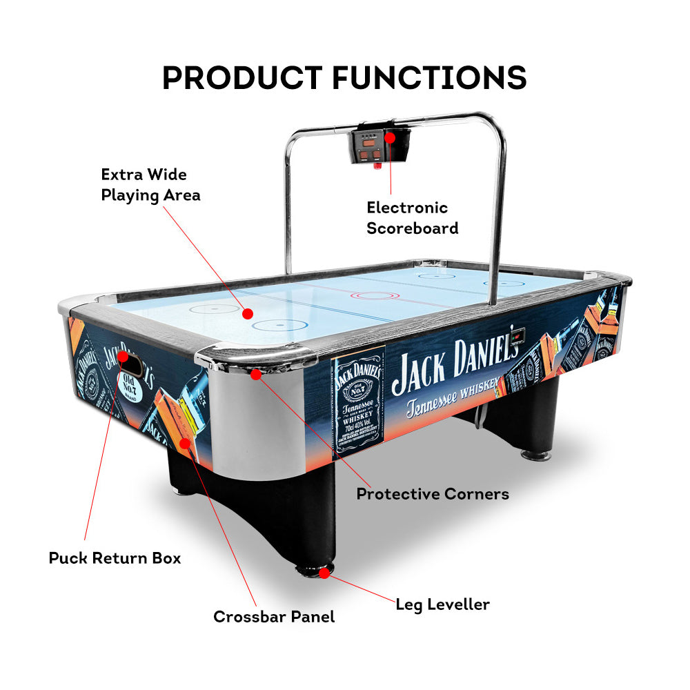 T&R SPORTS AH08 7FT Air Hockey Table W/ Bridge Electronic Scoreboard - JD&White