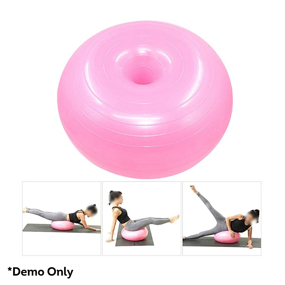 T&R SPORTS Donut Yoga Ball Home Fitness Exercise Balance Pilates Inflatable 50cm - Pink