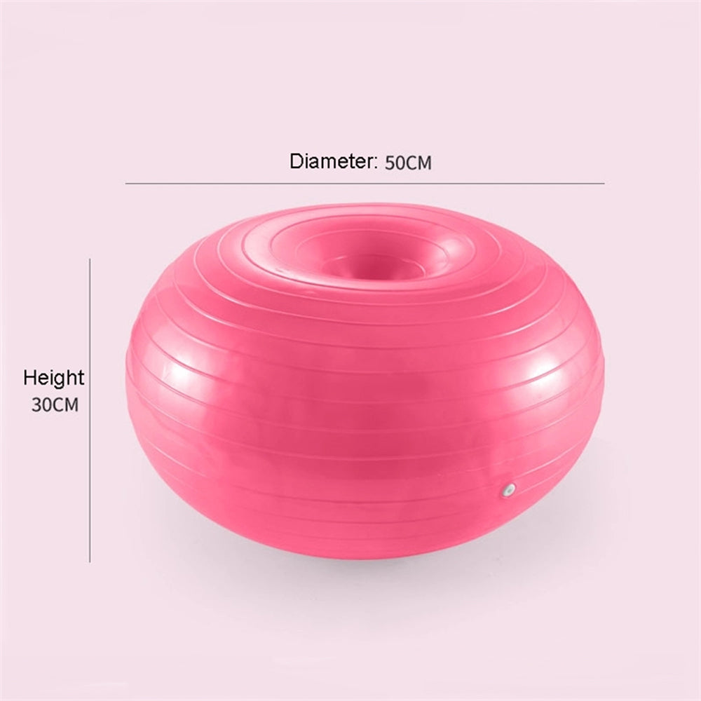 T&R SPORTS Donut Yoga Ball Home Fitness Exercise Balance Pilates Inflatable 50cm - Pink