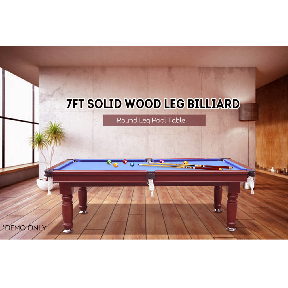 7FT JXY Smart MDF Pool Table Round Leg Billiard Table Green Felt Solid Wood Table Legs