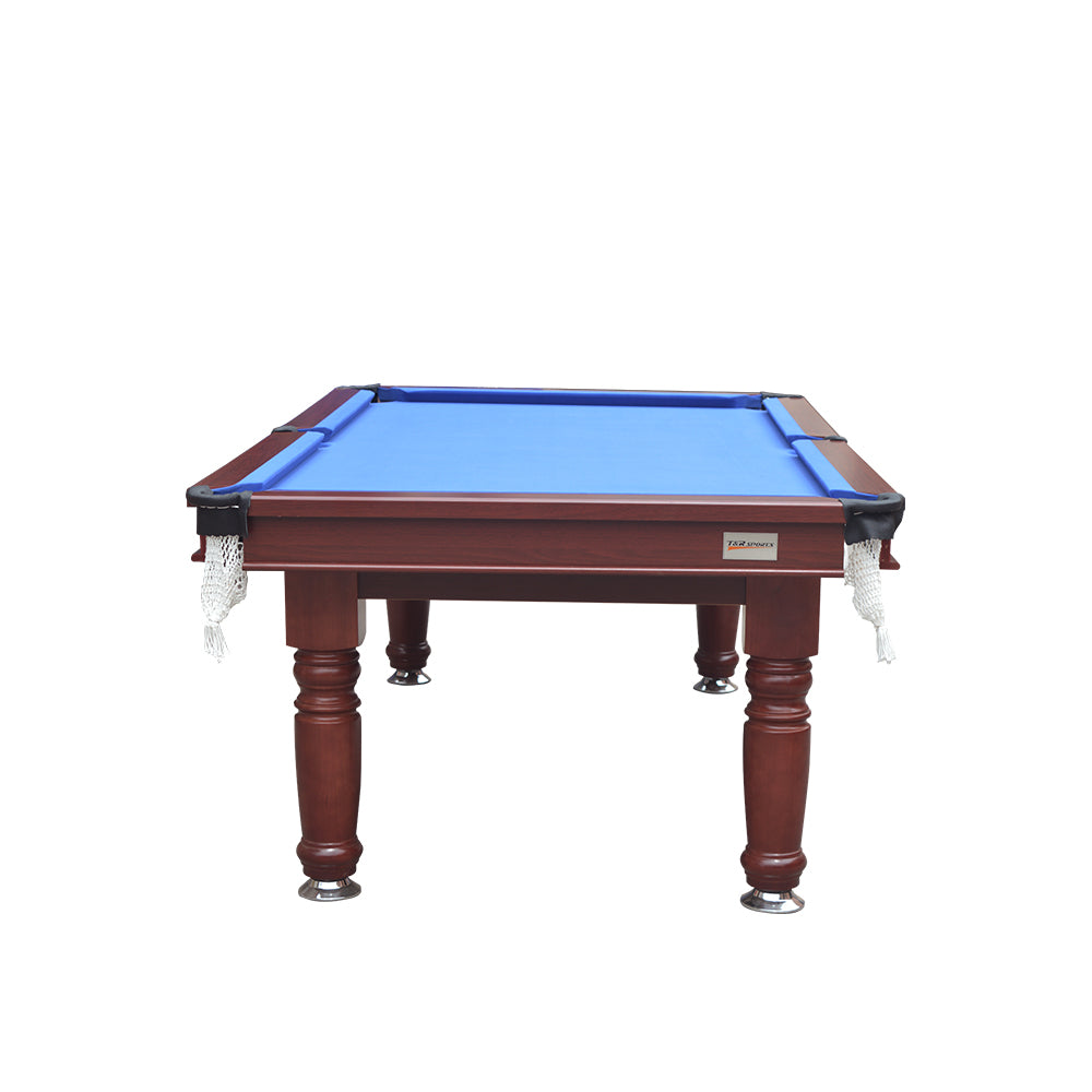 8FT JXY Smart MDF Pool Table Round Leg Billiard Table Blue Felt Solid Wood Table Legs