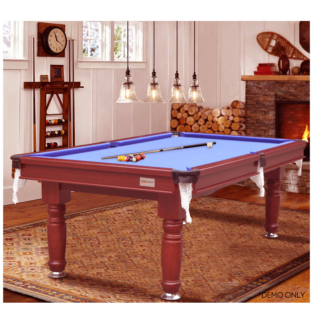 8FT JXY Smart MDF Pool Table Round Leg Billiard Table Blue Felt Solid Wood Table Legs