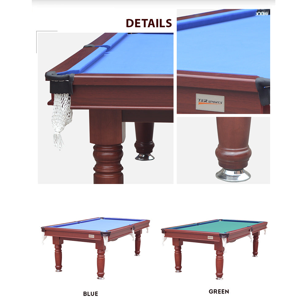 8FT JXY Smart MDF Pool Table Round Leg Billiard Table Blue Felt Solid Wood Table Legs