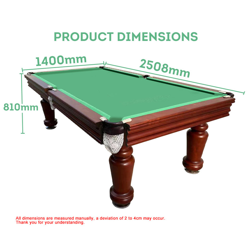 T&R SPORTS 8FT Luxury Slate Billiard Table Free Accessaries Pool/Billiard/Snooker Table - Pecan&Green