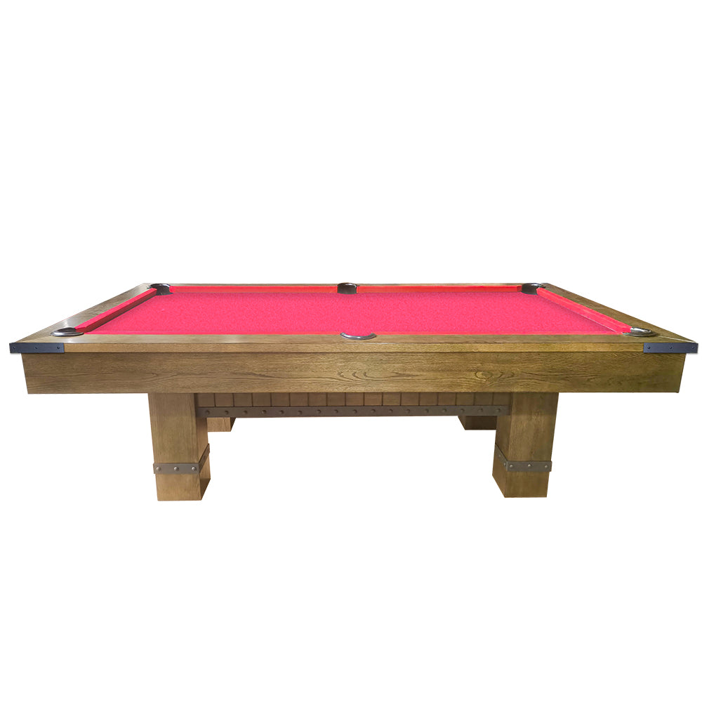 T&R SPORTS MORSE 8FT Slate Billiard Table Pack Luxury Pool / Snooker Table Solid Timber W/ Dining Top Free Accessories - Elm Color&Red