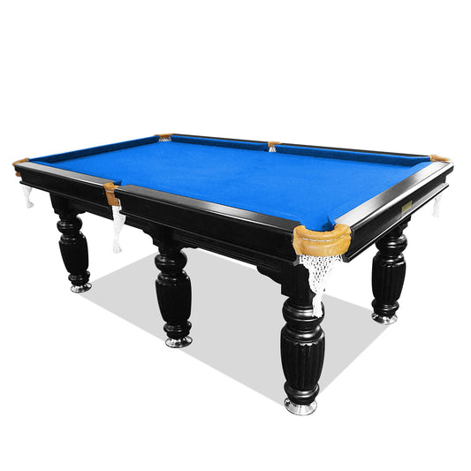 Mace 9FT Black Frame Slate Billiard Pool Table with Accessories Package- Blue