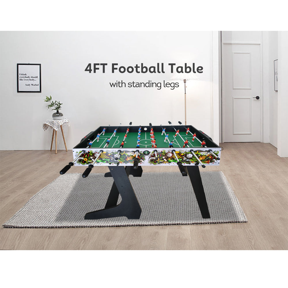 T&R SPORTS 4FT Foosball Soccer Table With Standing Legs-Colourful Black