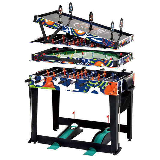 T&R SPORTS 4FT 4-In-1 Multifunctional Table Pinball Soccer/Foosball Table/Target Shooting/Mini-Golf - Black