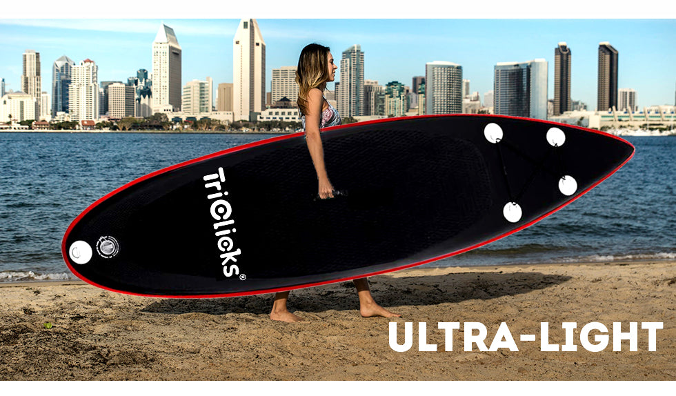 06RK Black/Red Stand Up Paddle SUP Inflatable Surfboard Paddleboard W/ Accessories & Backpack