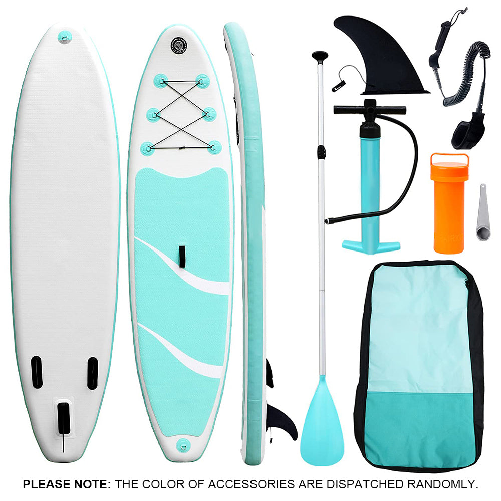 300x76x15CM Stand Up Paddle SUP Inflatable Surfboard Paddleboard W/ Accessories & Backpack - 09G-White/Blue