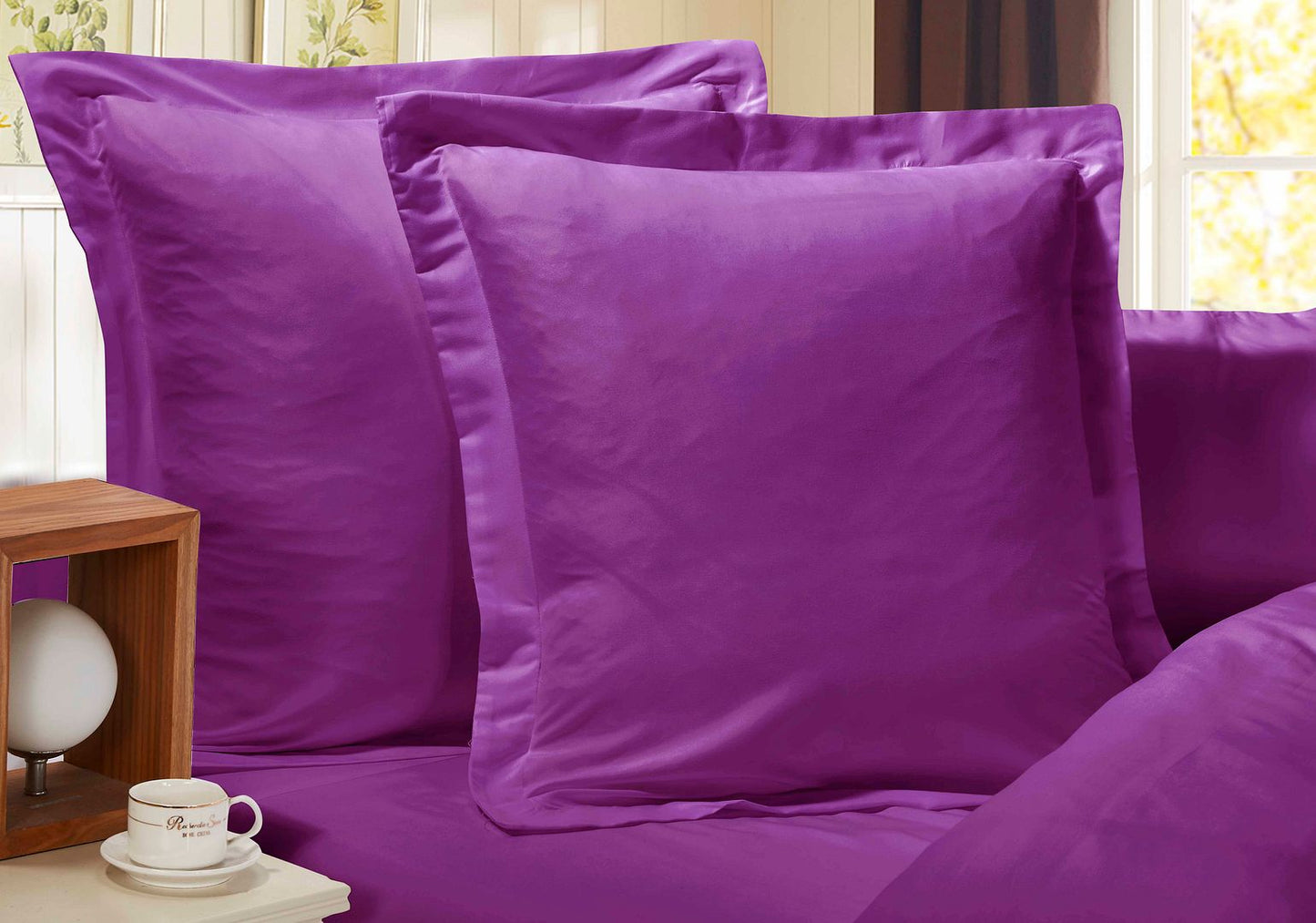 1000TC Premium Ultra Soft European Pillowcases 2-Pack Purple