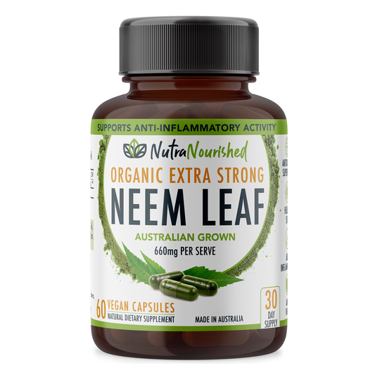 Neem Leaf Capsules Organic Pure Australian Grown - (660mg), Organic, 60 Vegan Capsules/1 Month