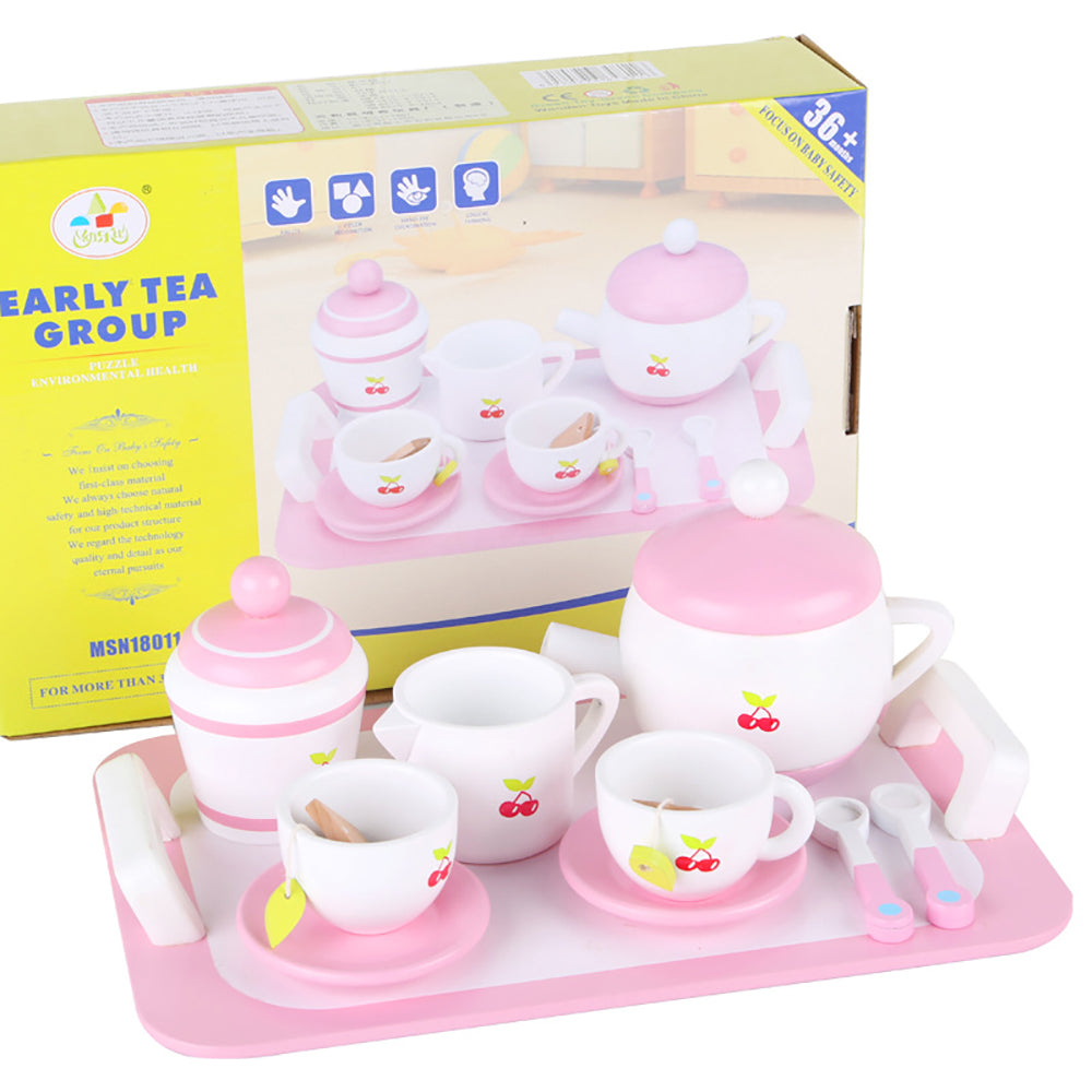 Kids Wooden Kitchen Tea Set Pretend Play