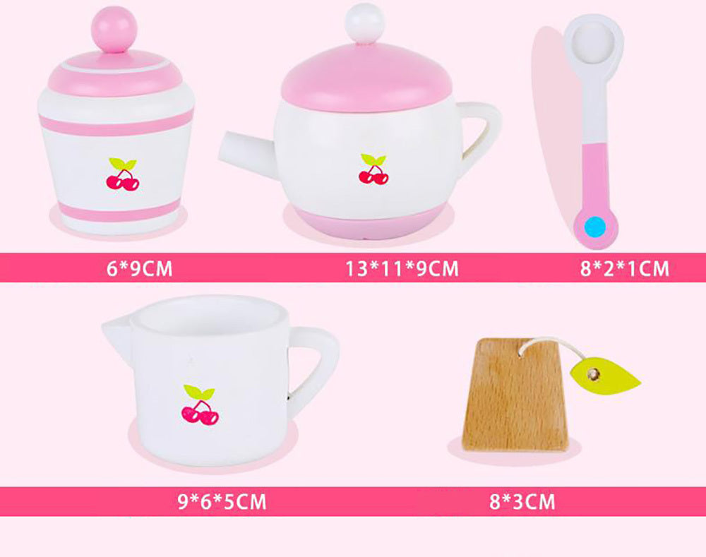 Kids Wooden Kitchen Tea Set Pretend Play