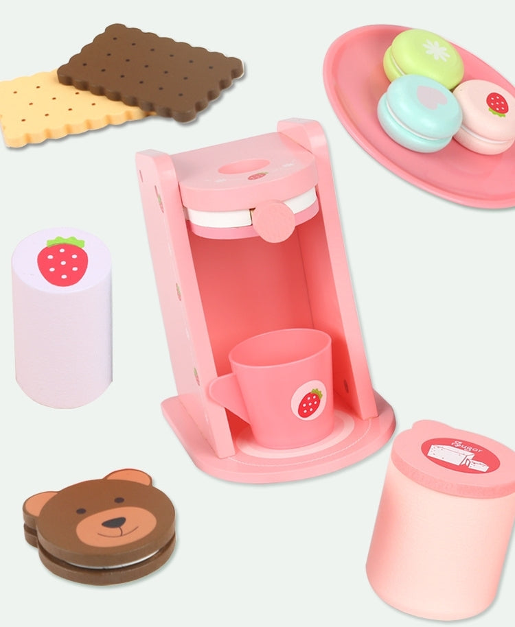 Kids Wooden Kitchen Tea Set Pretend Play