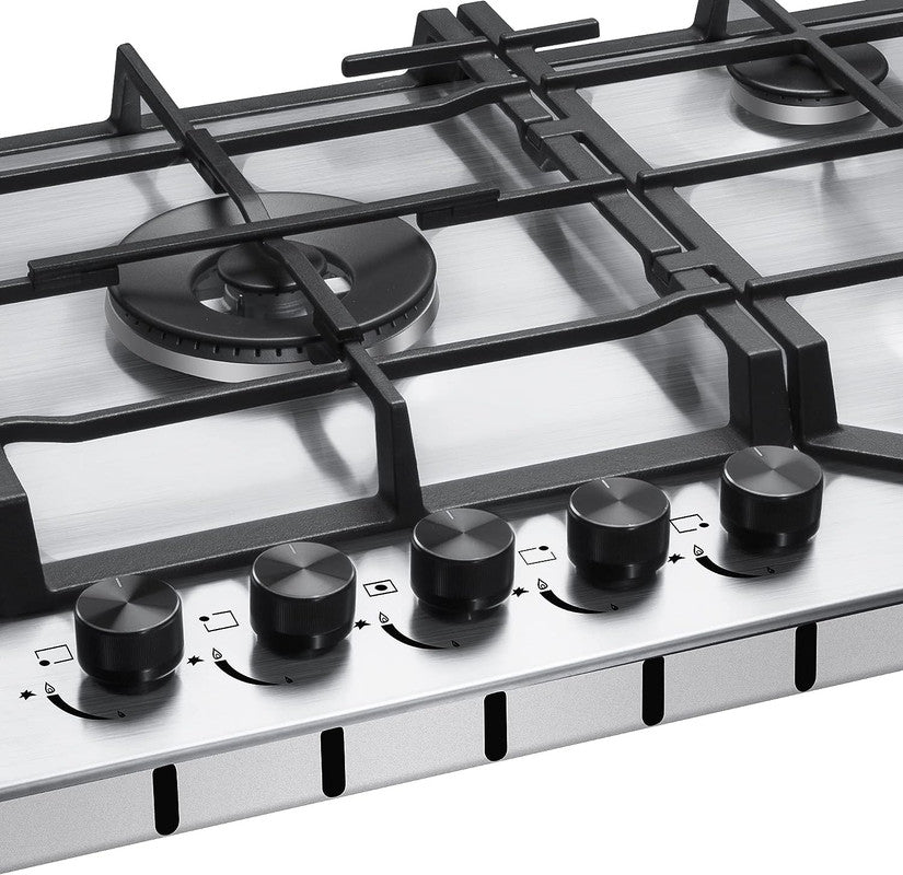 Empava Gas Cooktop 83cm Kitchen Stove 5 Burner Cook Top NG LPG Convertible in Stainless Steel