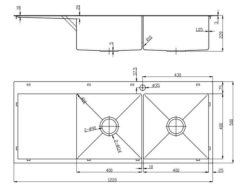 2023 Burnished Brass Gold stainless steel 304 double bowl kitchen sink with drainer tap hole