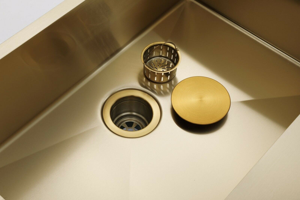 2023 Burnished Brass Gold stainless steel 304 double bowl kitchen sink with drainer tap hole