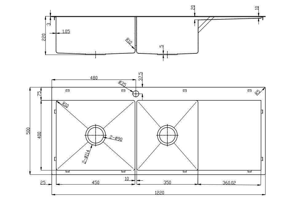 2021 Burnished Brass Gold stainless steel 304 double bowl kitchen sink with drainer on right tap hole