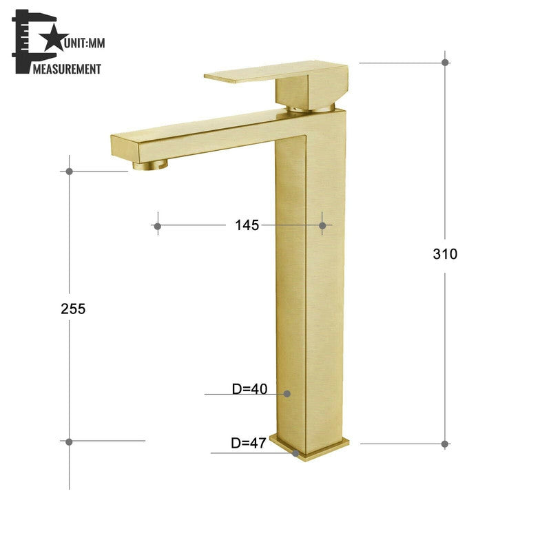 2021 Burnished Brass gold high mixer tap faucet  Square spout