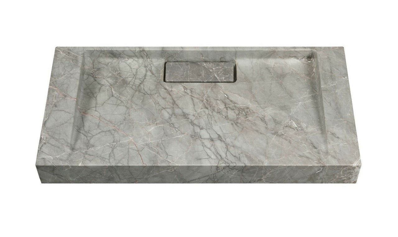 2023 Hand Crafted Marble Nature stone wash basin Matte Grey wall hung 600*300*60 mm