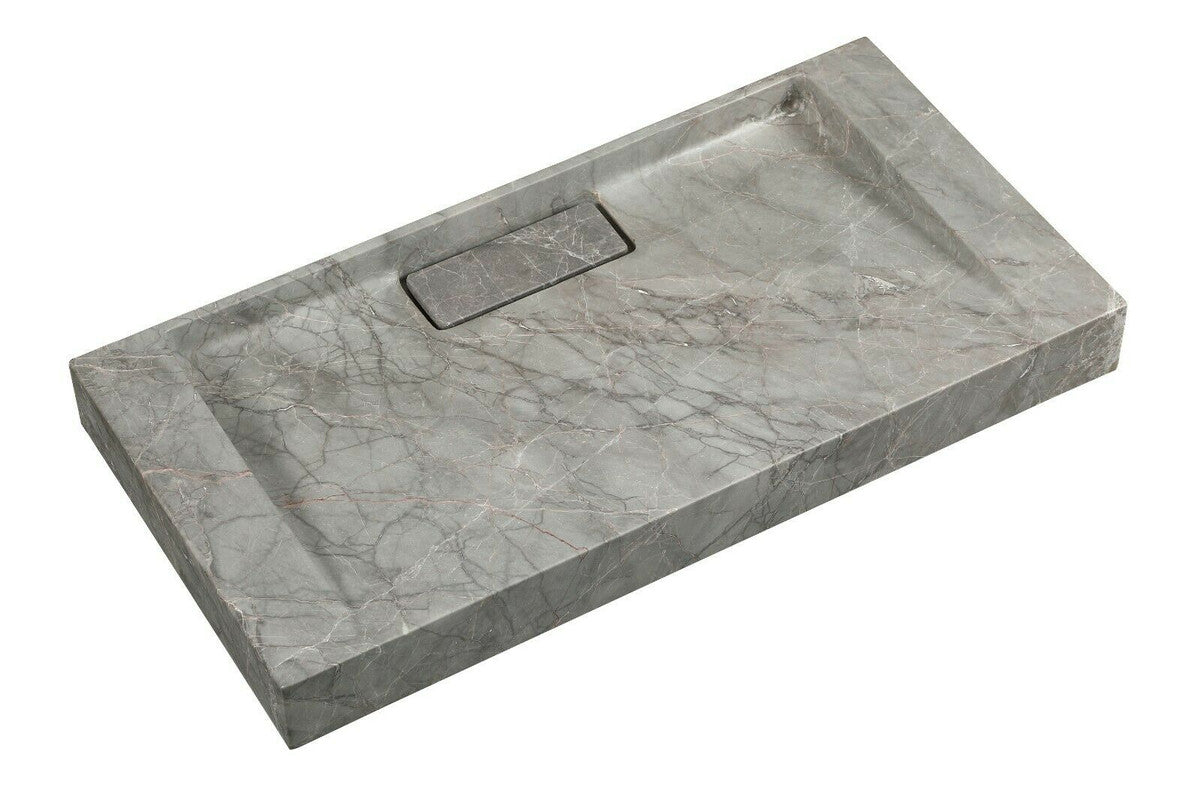 2023 Hand Crafted Marble Nature stone wash basin Herm??s matt grey wall hung 470*320*60 mm