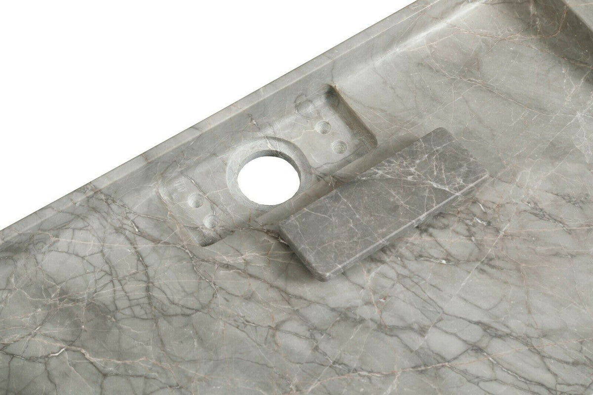 2023 Hand Crafted Marble Nature stone wash basin Herm??s matt grey wall hung 470*320*60 mm