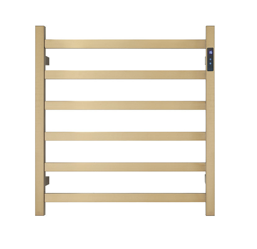 2023 Brushed Brass Gold stainless steel Heated Towel Rail rack Square AU 650*620mm Timer