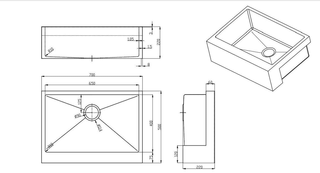 2021 New Burnished rose gold Copper stainless steel 304 Single bowl Butler Apron Farmhouse kitchen sink