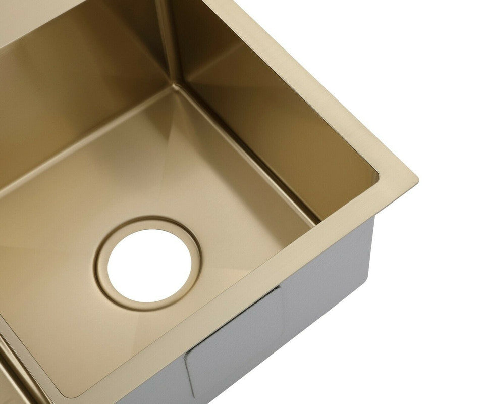 2021 Burnished brushed Brass gold Copper stainless steel 304 double bowl kitchen sink with tap hole