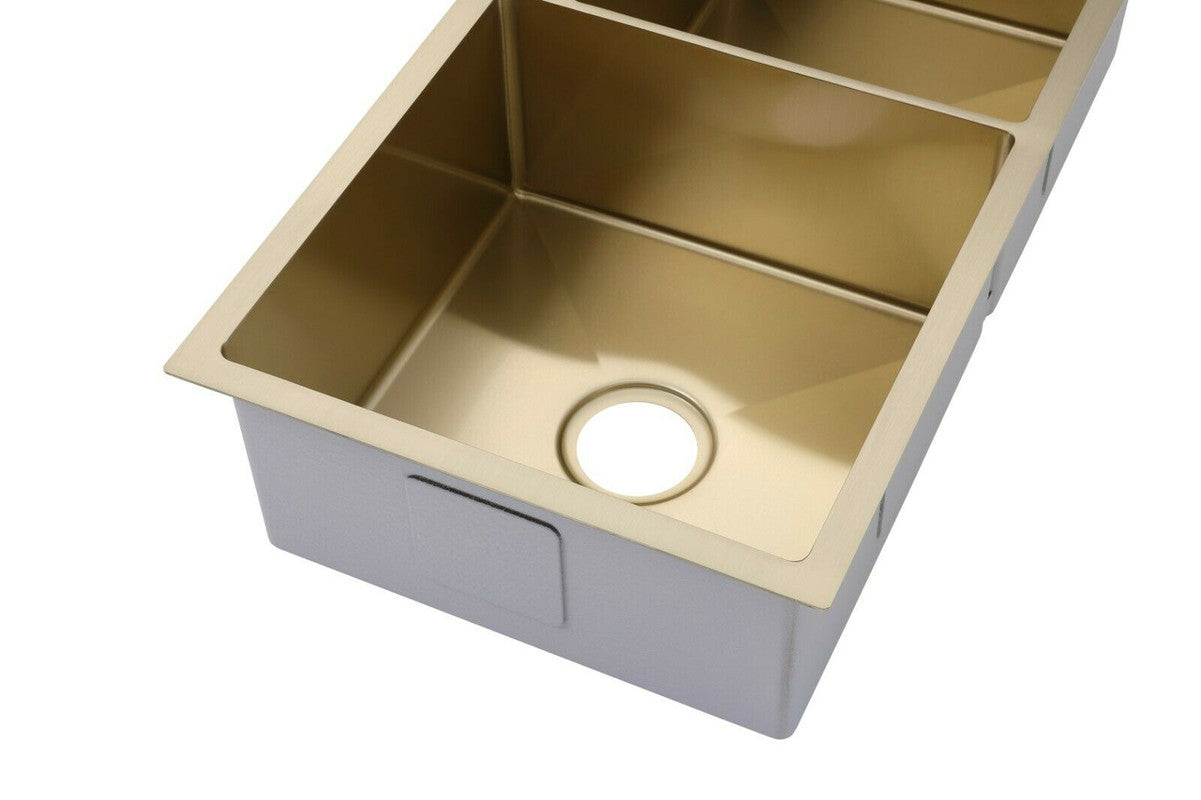 2021 Burnished brushed Brass gold Copper stainless steel 304 double bowl kitchen sink with tap hole