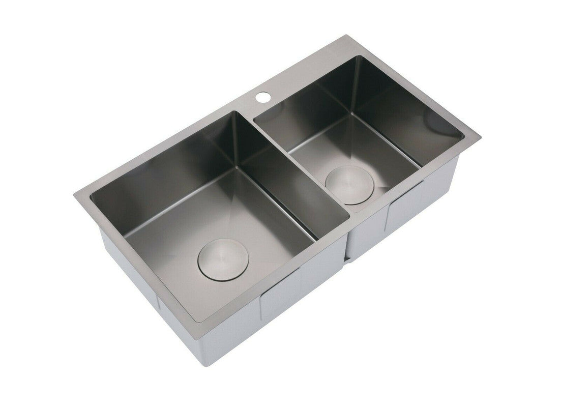 2023 Burnished Gunmetal stainless steel 304 double bowl kitchen sink with tap hole 800*450 mm